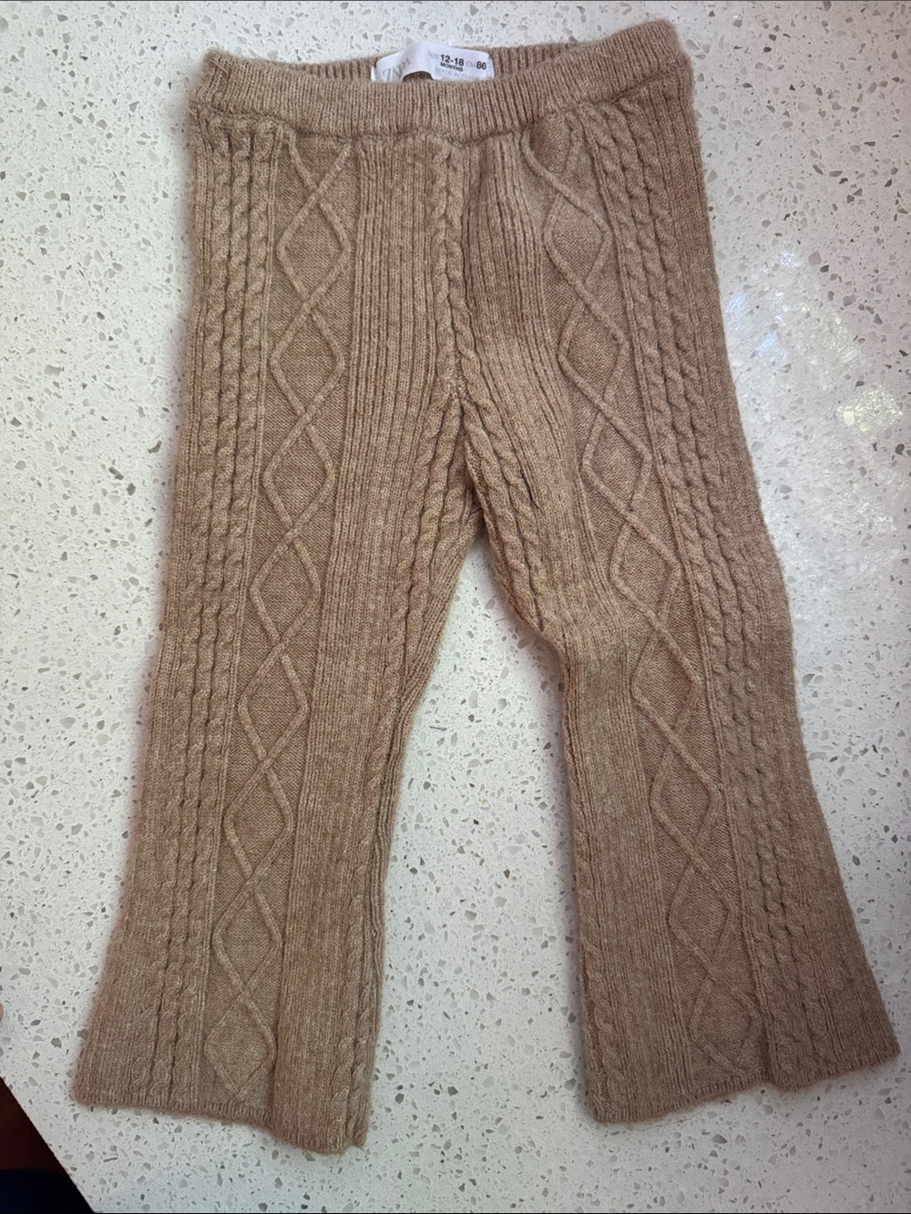 Zara Kids Cable Knit Flare Pants - Tan